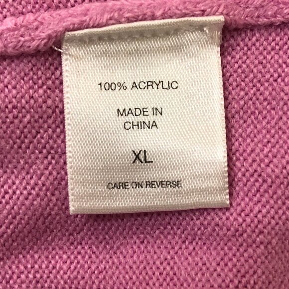 New YORK & COMPANY - Pink Deep V-Neck Long Sleeve Sweater Barbiecore - Size XL - Picture 4 of 5